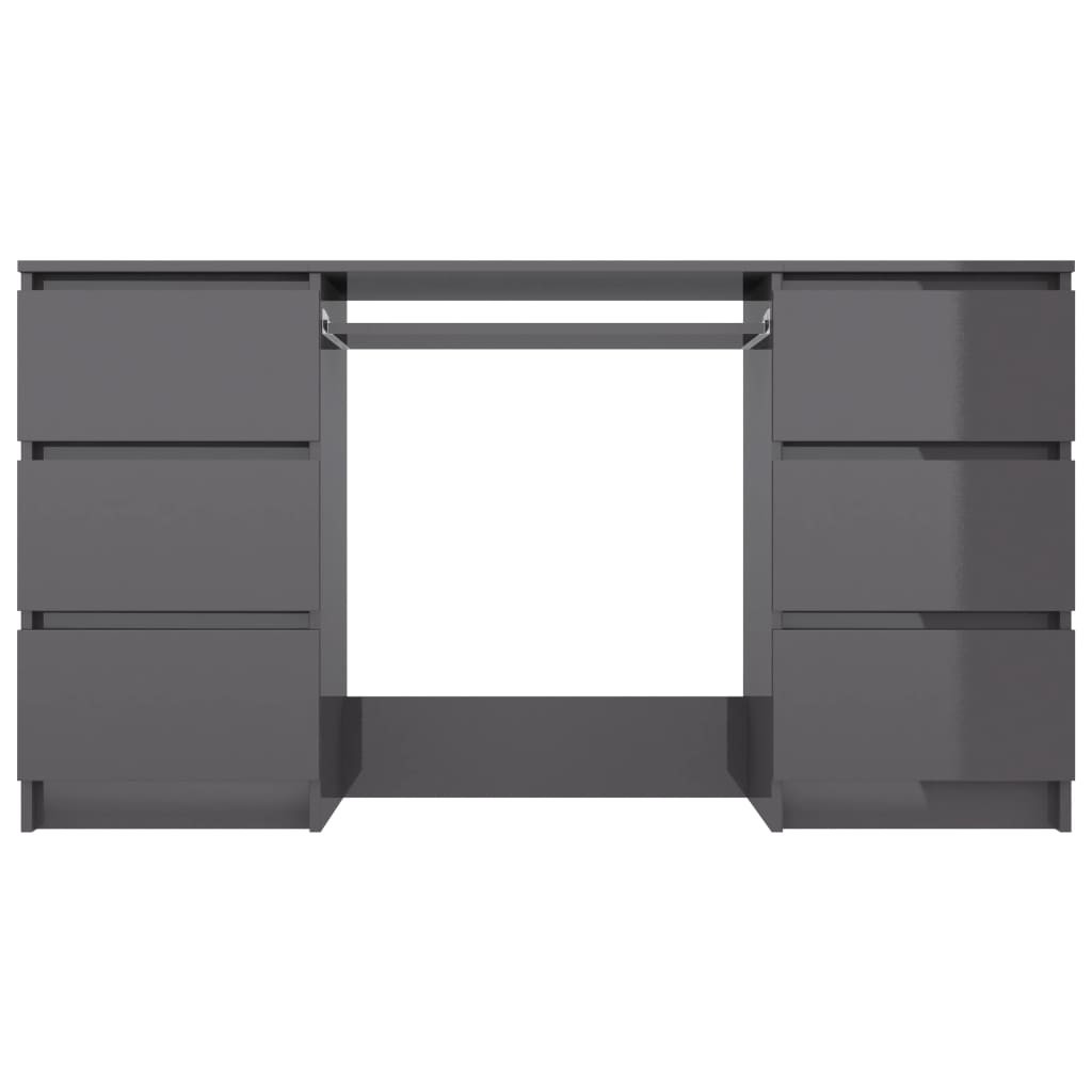 Writing Desk High Gloss Grey 140x50x77 cm Chipboard